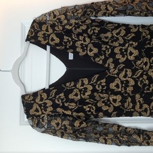 Dress the Population deep v mini dress black and gold lace